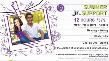 Summer Jr. Support Grade 6-12 - 12 Hours @ $579